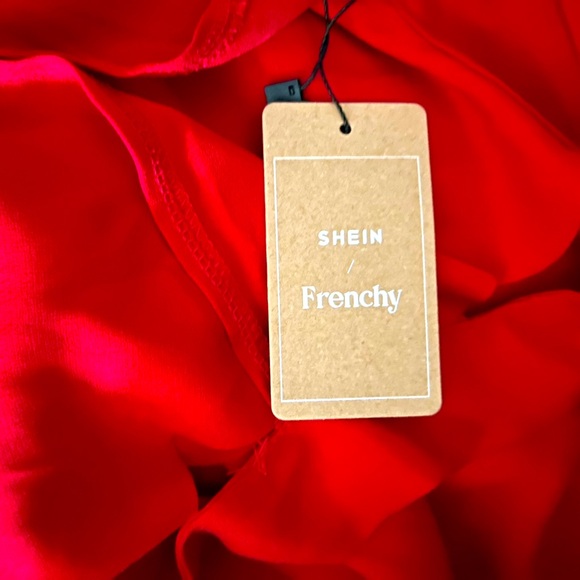 SHEIN red a-line dress with tie back of neck, size 1X, new with tags - Picture 3 of 8